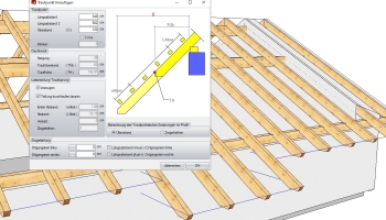 Redigering av takutsprång genom sträckning och med självjustering av stommen
